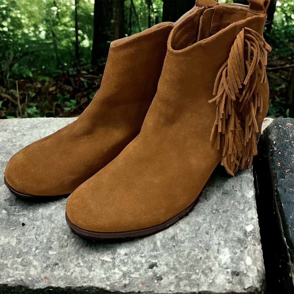 MATISSE Dark Tan Suede Fringe Boots in Size 8 - Picture 1 of 3